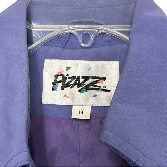 Vintage 80s Purple Trench Coat Jacket Size 14 L/XL - Picture 9 of 10